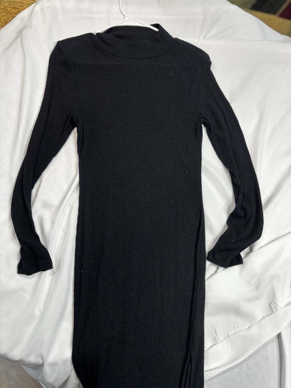 Ambiance Black Ribbed Mock Neck Long Sleeve Sweater Dress Size L Style 72540